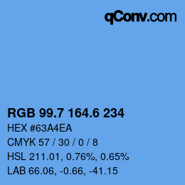 カラーコード: RGB 99.7 164.6 234 | qconv.com