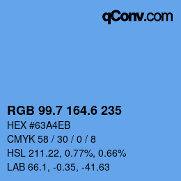 カラーコード: RGB 99.7 164.6 235 | qconv.com