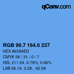 カラーコード: RGB 99.7 164.6 237 | qconv.com