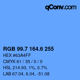 カラーコード: RGB 99.7 164.6 255 | qconv.com