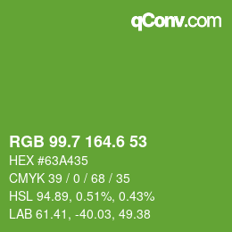 カラーコード: RGB 99.7 164.6 53 | qconv.com