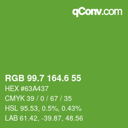 カラーコード: RGB 99.7 164.6 55 | qconv.com