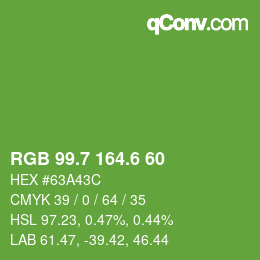 カラーコード: RGB 99.7 164.6 60 | qconv.com