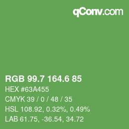 カラーコード: RGB 99.7 164.6 85 | qconv.com