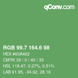 カラーコード: RGB 99.7 164.6 98 | qconv.com