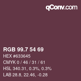 カラーコード: RGB 99.7 54 69 | qconv.com
