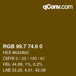 カラーコード: RGB 99.7 74.6 0 | qconv.com