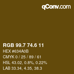 カラーコード: RGB 99.7 74.6 11 | qconv.com