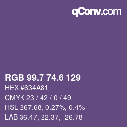 カラーコード: RGB 99.7 74.6 129 | qconv.com