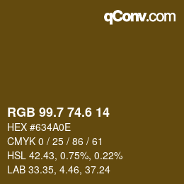 カラーコード: RGB 99.7 74.6 14 | qconv.com