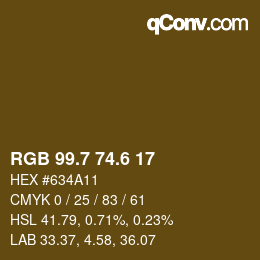 カラーコード: RGB 99.7 74.6 17 | qconv.com