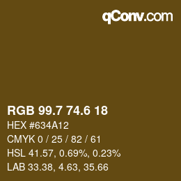 カラーコード: RGB 99.7 74.6 18 | qconv.com