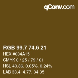 カラーコード: RGB 99.7 74.6 21 | qconv.com