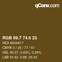 カラーコード: RGB 99.7 74.6 23 | qconv.com