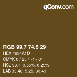 カラーコード: RGB 99.7 74.6 29 | qconv.com