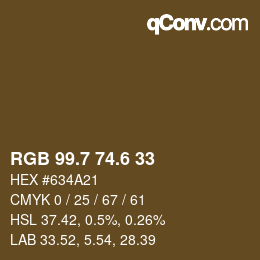 カラーコード: RGB 99.7 74.6 33 | qconv.com