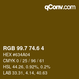カラーコード: RGB 99.7 74.6 4 | qconv.com