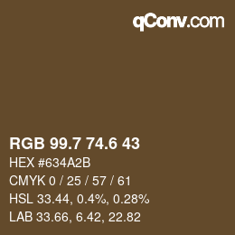 カラーコード: RGB 99.7 74.6 43 | qconv.com