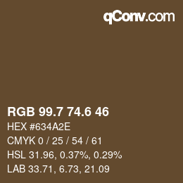 カラーコード: RGB 99.7 74.6 46 | qconv.com