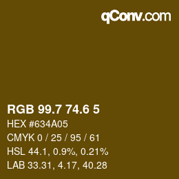 カラーコード: RGB 99.7 74.6 5 | qconv.com