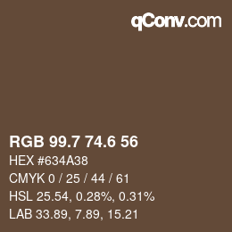 カラーコード: RGB 99.7 74.6 56 | qconv.com
