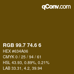 カラーコード: RGB 99.7 74.6 6 | qconv.com