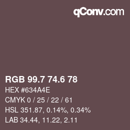カラーコード: RGB 99.7 74.6 78 | qconv.com
