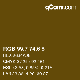 カラーコード: RGB 99.7 74.6 8 | qconv.com