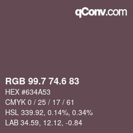 カラーコード: RGB 99.7 74.6 83 | qconv.com