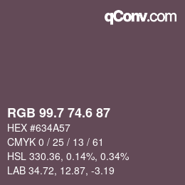 カラーコード: RGB 99.7 74.6 87 | qconv.com