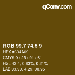 カラーコード: RGB 99.7 74.6 9 | qconv.com