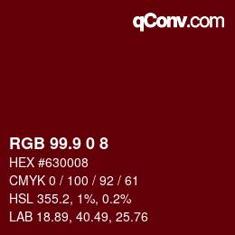 カラーコード: RGB 99.9 0 8 | qconv.com