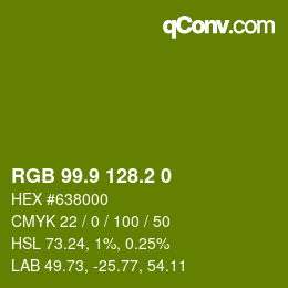 カラーコード: RGB 99.9 128.2 0 | qconv.com