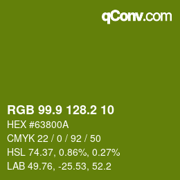 カラーコード: RGB 99.9 128.2 10 | qconv.com
