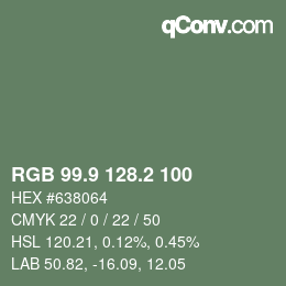 カラーコード: RGB 99.9 128.2 100 | qconv.com