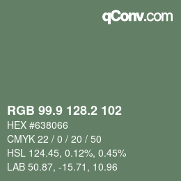 Color code: RGB 99.9 128.2 102 | qconv.com