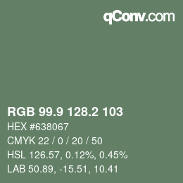 Color code: RGB 99.9 128.2 103 | qconv.com