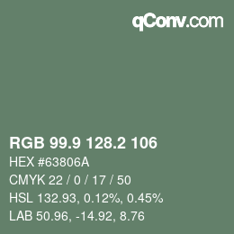 Color code: RGB 99.9 128.2 106 | qconv.com