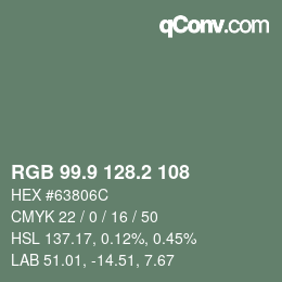 カラーコード: RGB 99.9 128.2 108 | qconv.com