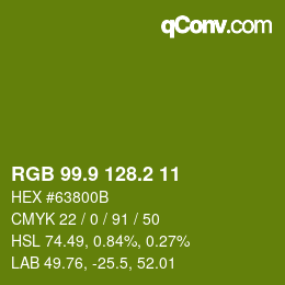 カラーコード: RGB 99.9 128.2 11 | qconv.com