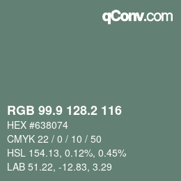 カラーコード: RGB 99.9 128.2 116 | qconv.com