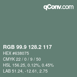 Color code: RGB 99.9 128.2 117 | qconv.com