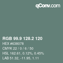 Color code: RGB 99.9 128.2 120 | qconv.com