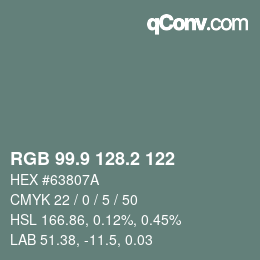 Color code: RGB 99.9 128.2 122 | qconv.com