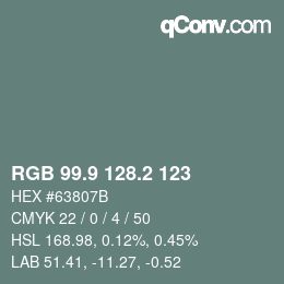 カラーコード: RGB 99.9 128.2 123 | qconv.com