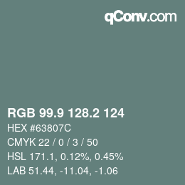 Color code: RGB 99.9 128.2 124 | qconv.com