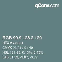 Color code: RGB 99.9 128.2 129 | qconv.com
