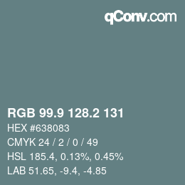 Color code: RGB 99.9 128.2 131 | qconv.com