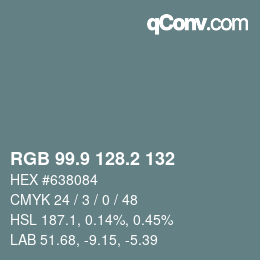 Color code: RGB 99.9 128.2 132 | qconv.com