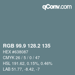Color code: RGB 99.9 128.2 135 | qconv.com
